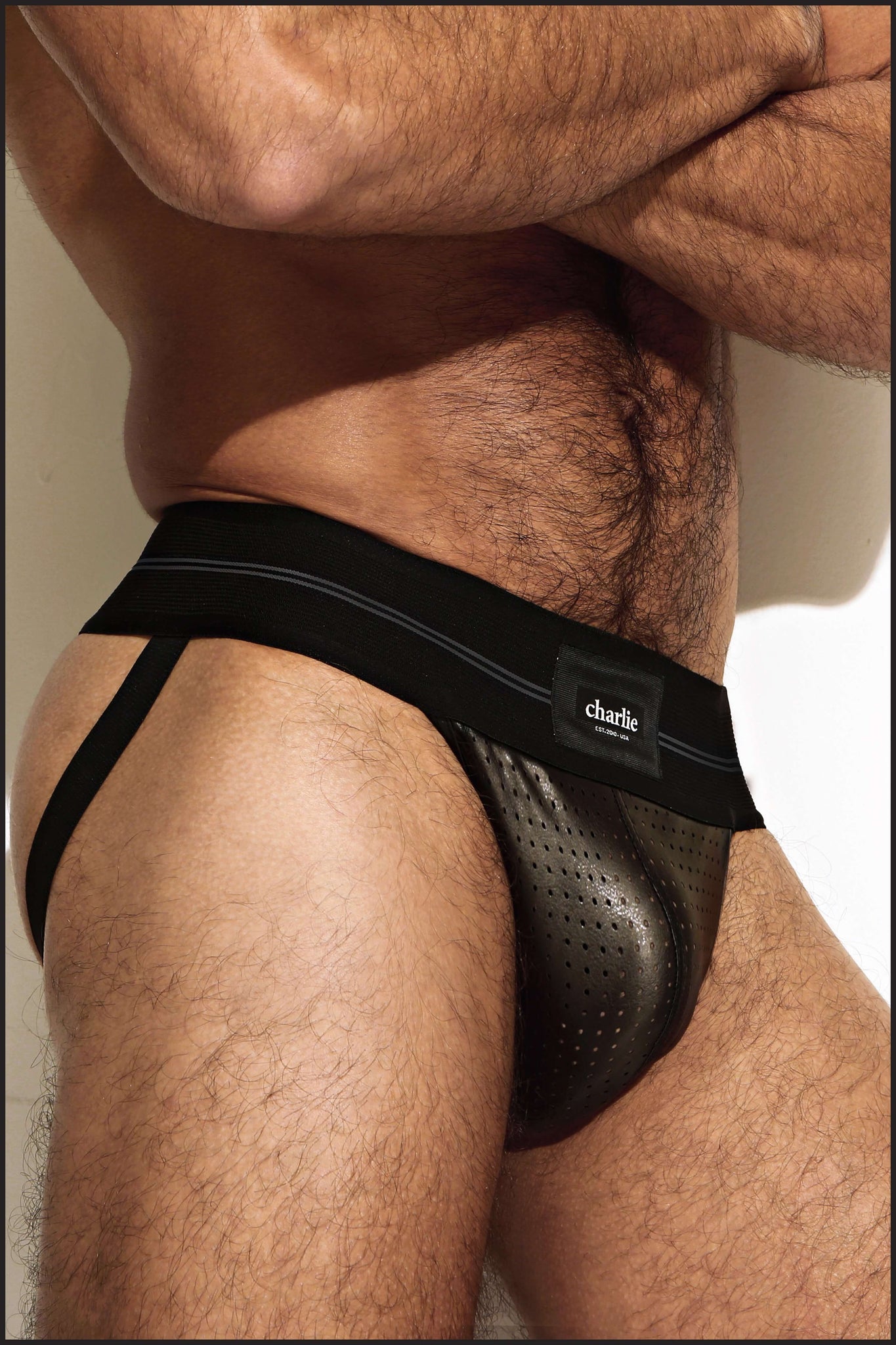 Charlie by Matthew Zink Mens Underwear Perforated Leather Pro Jock Strap