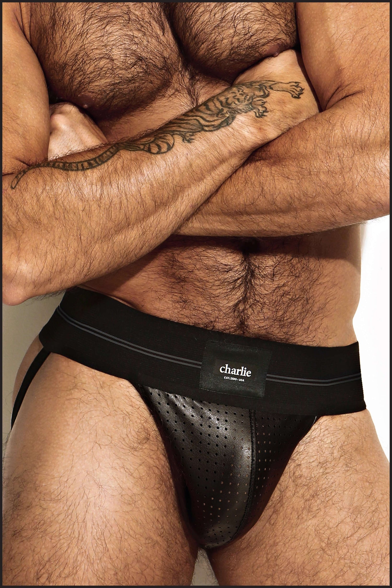 Charlie by Matthew Zink Mens Underwear Perforated Leather Pro Jock Strap